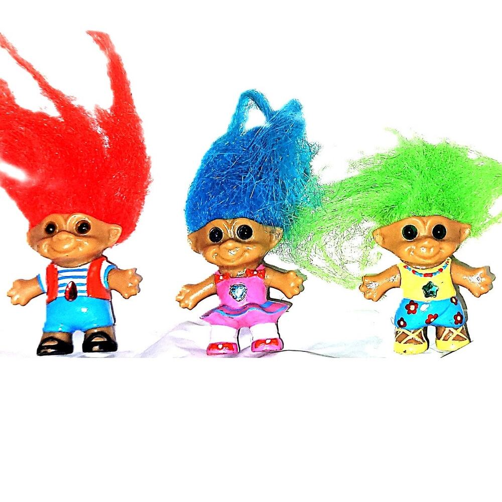 (6 B) A Trio of 2 "Vintage Treasure Troll Teenies Lot of 3